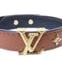 LOUIS VUITTON LV Iconic Bracelet M8084E Calfskin Leather Brown Gold
