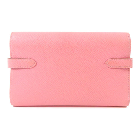 HERMES PHW Kelly Wallet Trifold Wallet Epsom Leather Rose Confetti Pink
