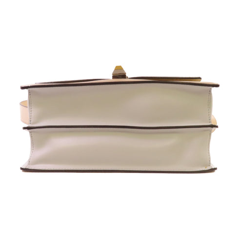 FENDI GHW Monster Handbag Shoulder Bag Calfskin Leather Beige Brown