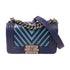 CHANEL CC SHW Boy 20 Chain Shoulder Bag Calfskin Leather Blue