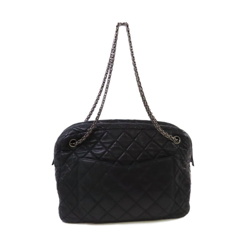 CHANEL Quilted SHW CC Chain Shoulder Bag Calfskin Leather Black v1
