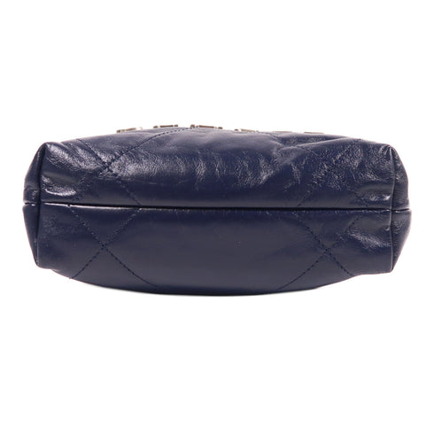 CHANEL CC SHW Mini 22 Chain Shoulder Bag Calfskin Leather Navy