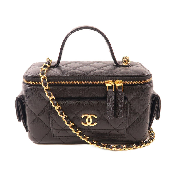CHANEL CC GHW 2 Way Chain Shoulder Bag Calfskin Leather Black