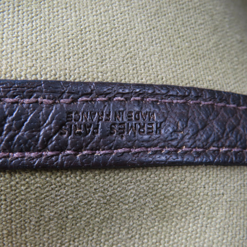 HERMES PHW Garden Party PM Tote Bag Canvas Green/Brown