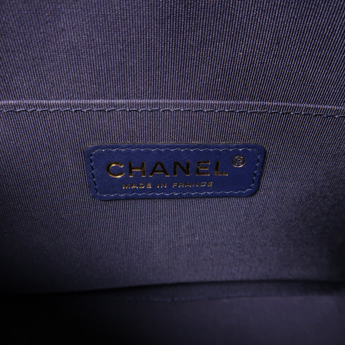 CHANEL CC GHW Chain Shoulder Bag Calfskin Leather Blue v2