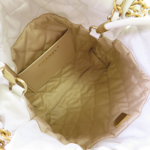 CHANEL Quilted CC GHW Mini Chanel 22 Hand Shoulder Bag Lambskin Leather AS3980