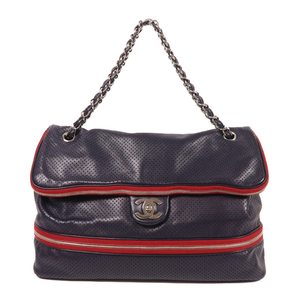 CHANEL CC SHW Chain Shoulder Bag Calfskin Leather Navy v1