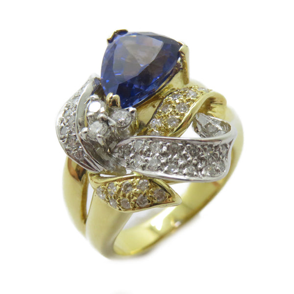 FINE JEWELRY 2.76ct Tanzanite 0.45ct Diamond Ring 18K Gold PT900 Platinum US#6