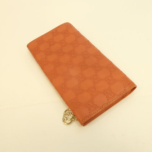 GUCCI GG GHW Long Wallet Calfskin Leather Orange