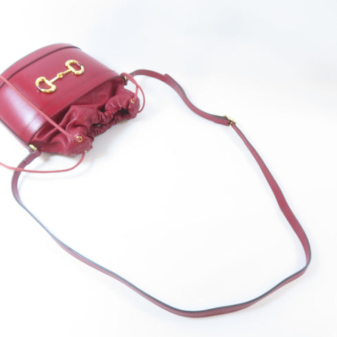 GUCCI GHW Hoursebit 1955 Shoulder Bag 602118 Calfskin Leather Red