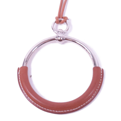 HERMES Necklace Leather/Metal Brown/Silver