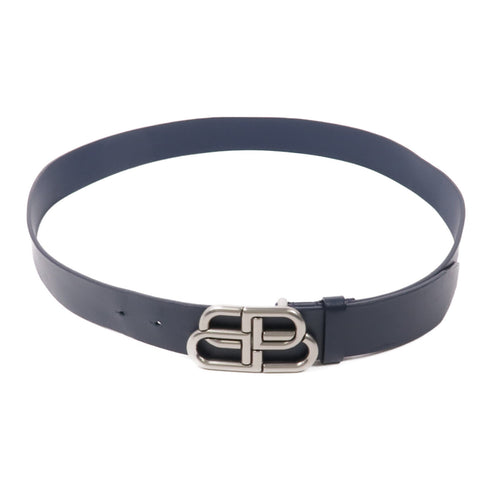 BALENCIAGA SHW Belt 570370.4611 Calfskin Leather Navy