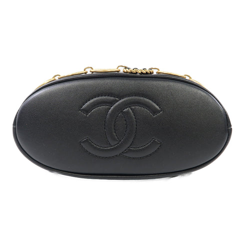 CHANEL Quilted CC GHW Chain Shoulder Bag Lambskin Leather Black v7