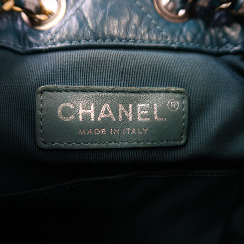 CHANEL Herringbone CC SHW Gabrielle Backpack Lambskin Leather Green