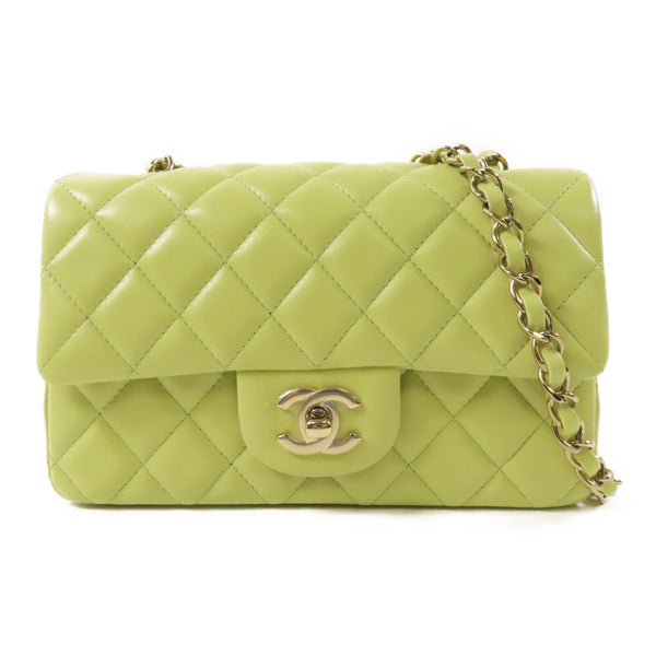 CHANEL CC GHW Classic 20 Shoulder Bag A69900 Lambskin Leather Light Green