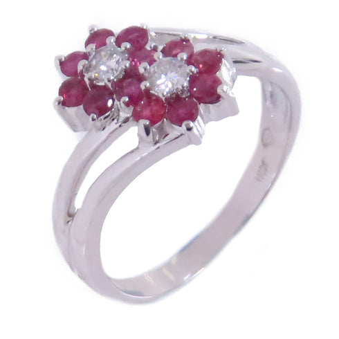 JEWELRY Ruby Diamond Ring US#7 18K White Gold