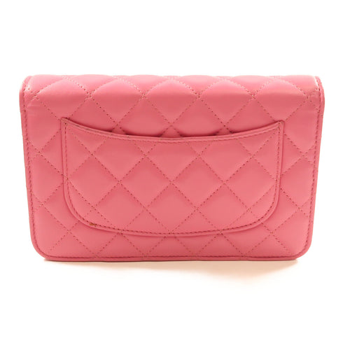 CHANEL CC SHW Wallet On Chain Shoulder Bag Lambskin Leather Pink
