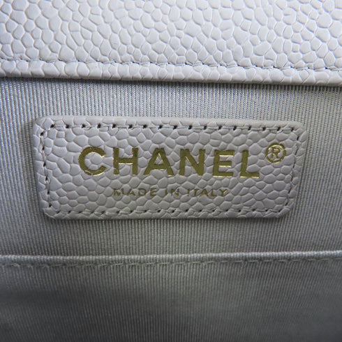 CHANEL Quilted CC GHW Boy Chanel Chain Shoulder Bag Caviar Leather Grey