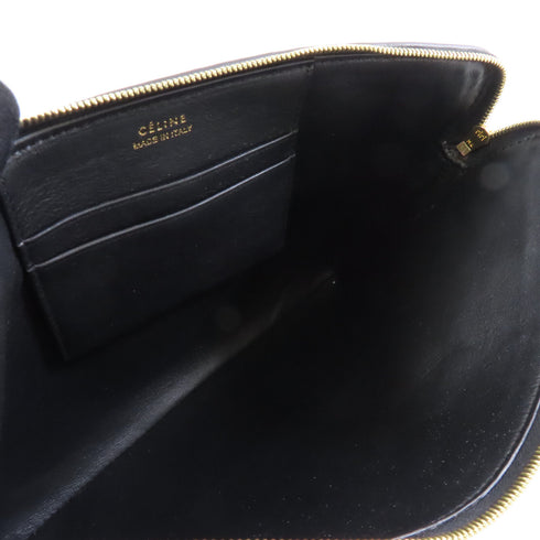 CELINE GHW Clutch Bag Pouch Fabric Calfskin Leather Black Red Blue
