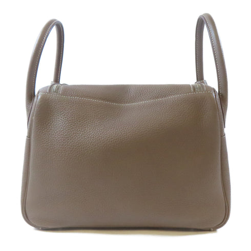 HERMES PHW Lindy 30 2 Way Shoulder Handbag Clemence Leather Etoupe Gray Brown