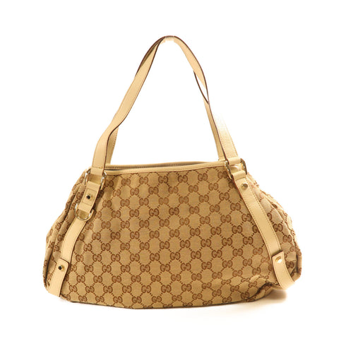 GUCCI GG GHW Shoulder Bag Canvas 130736 Beige/White