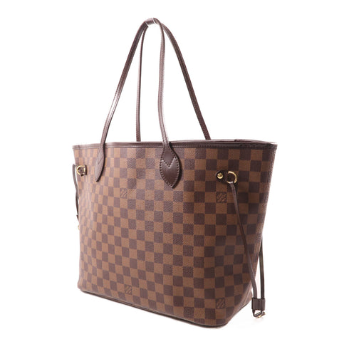 LOUIS VUITTON LV GHW Neverfull MM Shoulder Tote Bag N51105 Damier Brown v3