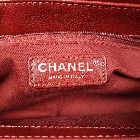 CHANEL CC SHW Chain Shoulder Bag Calfskin Leather Red