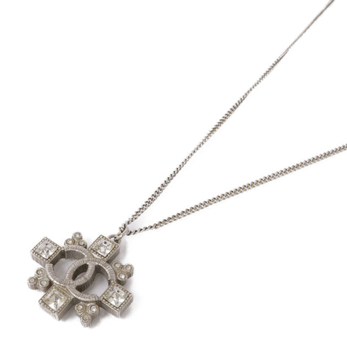 CHANEL CC Necklace Metal Silver
