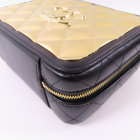 CHANEL CC GHW Vanity Case Chain 2 Way Bag Lambskin Leather Black/Gold