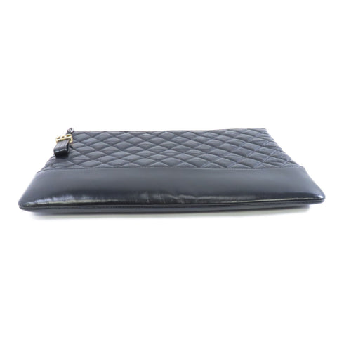 CHANEL Quilted CC GHW Clutch Bag Calfskin Leather Black