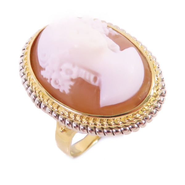FINE JEWELRY Shell Cameo Ring US#6.75 18K Yellow Gold PT900 Platinum