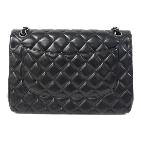 CHANEL Quilted CC SHW Classic Flap 30cm Shoulder Bag Lambskin Leather Black