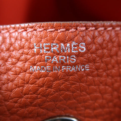 HERMES PHW Lindy 30 2 Way Shoulder Bag Taurillon Clemence Leather Orange