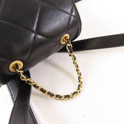 CHANEL CC GHW Backpack Calfskin Leather Black