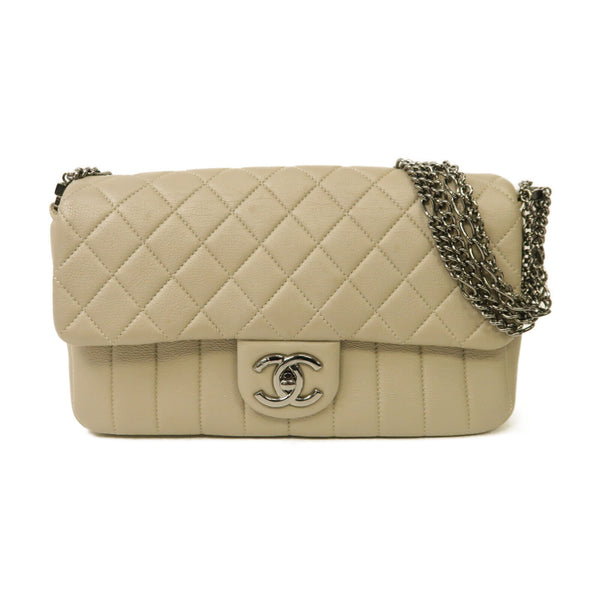 CHANEL CC SHW Chain Shoulder Bag Calfskin Leather Grey