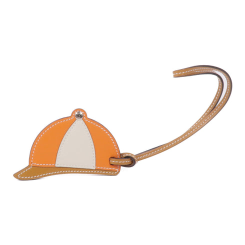 HERMES Paddock Bombe Charm Veau Swift Leather Orange Brown Beige