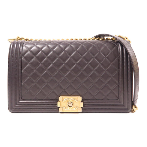 CHANEL CC GHW Boy 27 Chain Shoulder Bag Leather