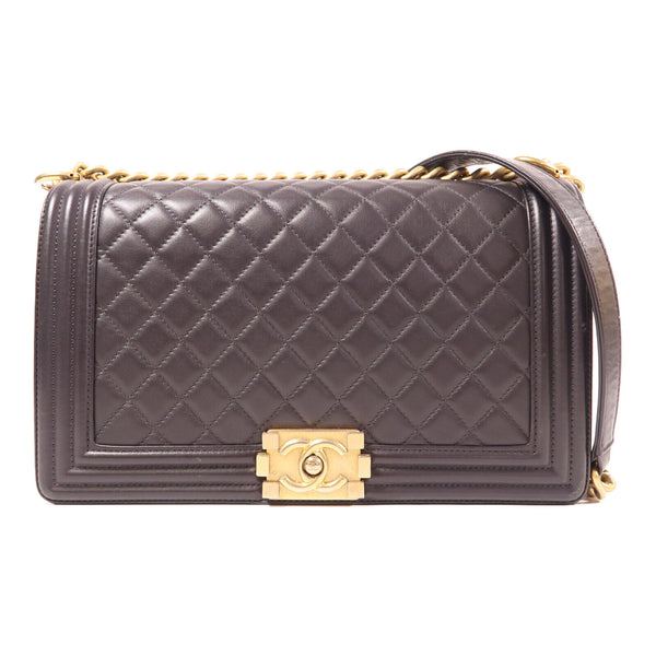 CHANEL CC GHW Boy 27 Chain Shoulder Bag Leather