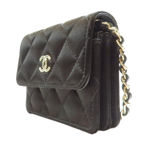 CHANEL CC GHW Chain with Clutch Chain Shoulder Bag CD0131 Satin Black