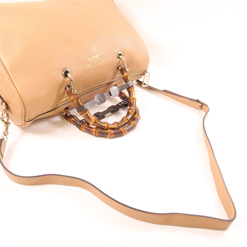 GUCCI GG GHW 2 Way Shoulder Bag Handbag Calfskin Leather Bamboo