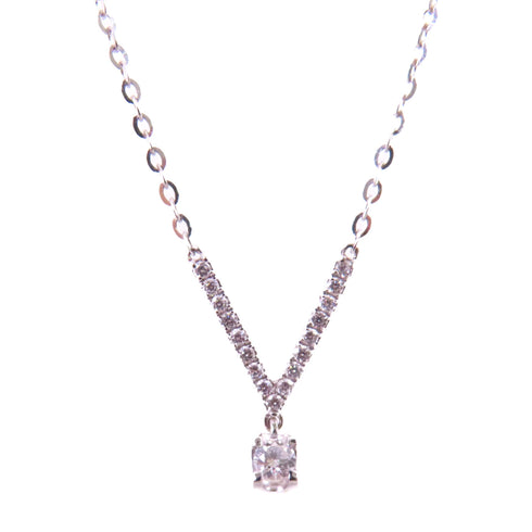 Jewelry 0.102ct/0.080ct Diamond Necklace 18K White Gold