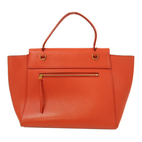 CELINE GHW Belt Bag 2 Way Shoulder Bag Handbag Calfskin Leather Red