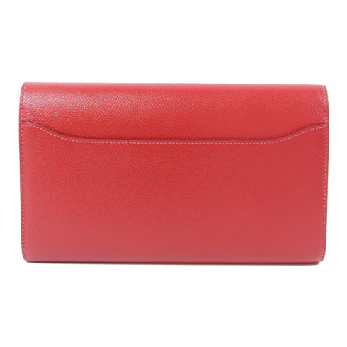 HERMES PHW Constance Long Wallet Veau Epsom Rouge Casaque Red