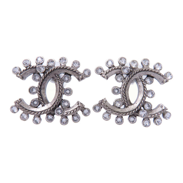 CHANEL CC Earrings Accessories Metal PVC Silver White