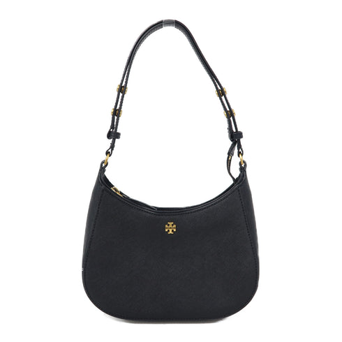 Tory Burch GHW Shoulder Bag Calfskin Leather Black