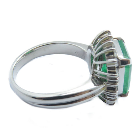 FINE JEWELRY 5.44ct Emerald 0.68ct Diamond Ring US#9 PT900 Platinum