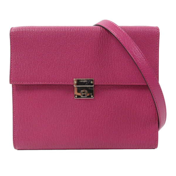 HERMES Clic 16 Shoulder Bag Chevre Leather Magnolia