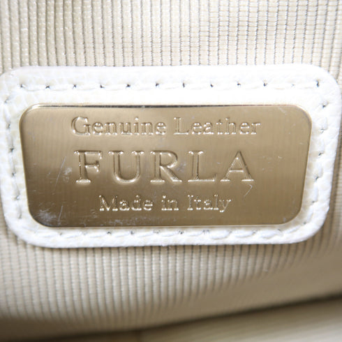 Furla GHW Chain Shoulder Bag Calfskin Leather White/Grey