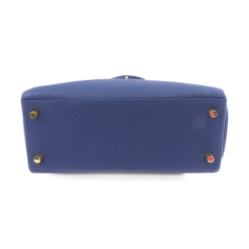 HERMES GHW Kelly 25 2way Shoulder Bag Handbag Bleu Saphir Blue