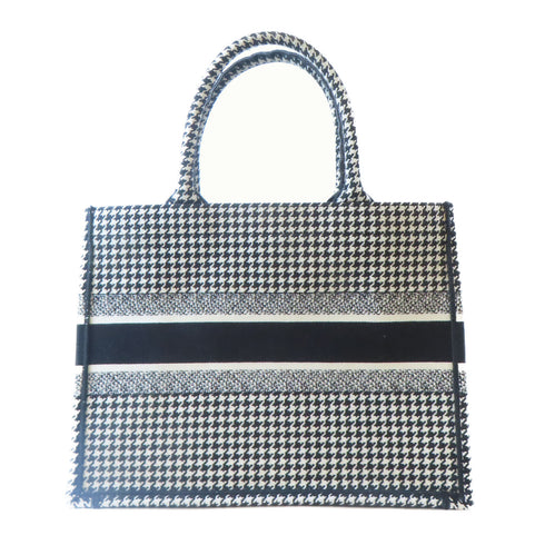 Christian Dior CD Book Tote Handbag Tote Bag Canvas Black White